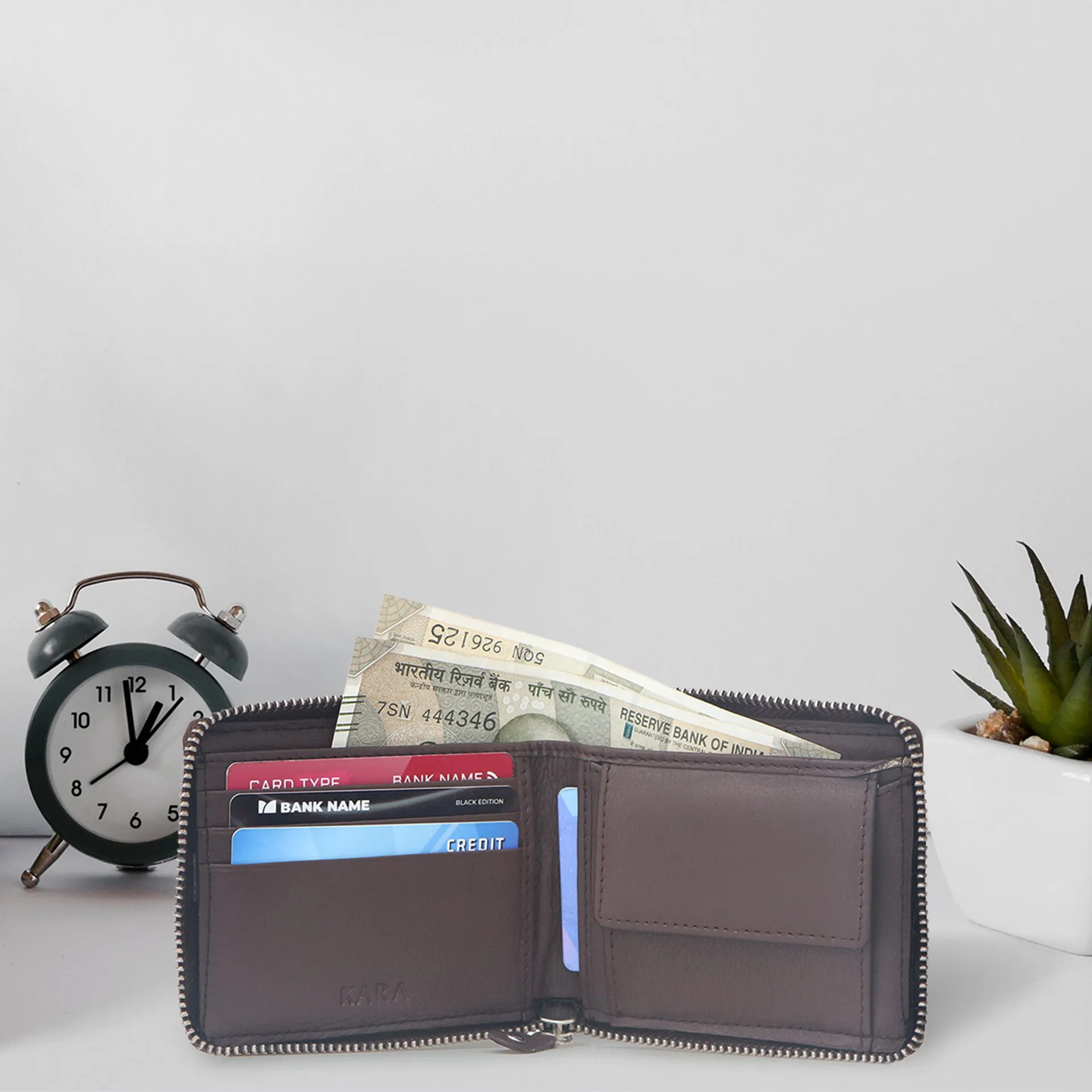 14089 Black Zip Around Wallet