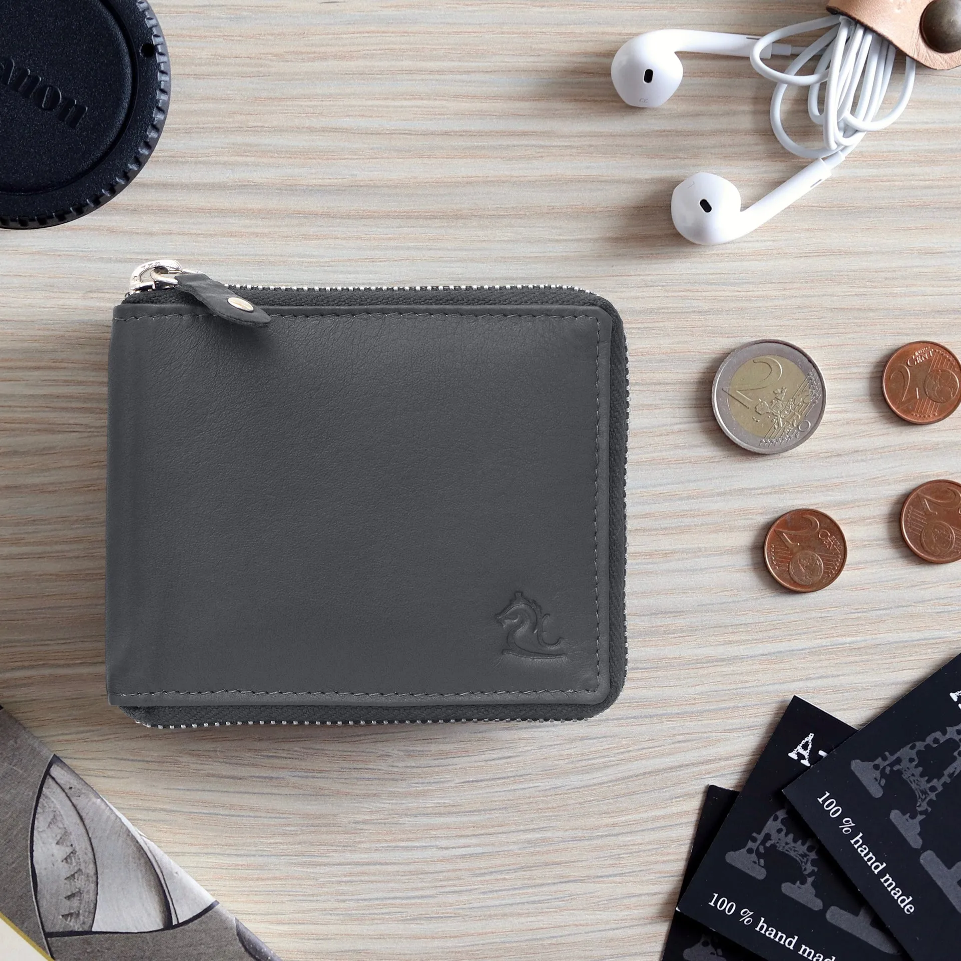 14089 Black Zip Around Wallet