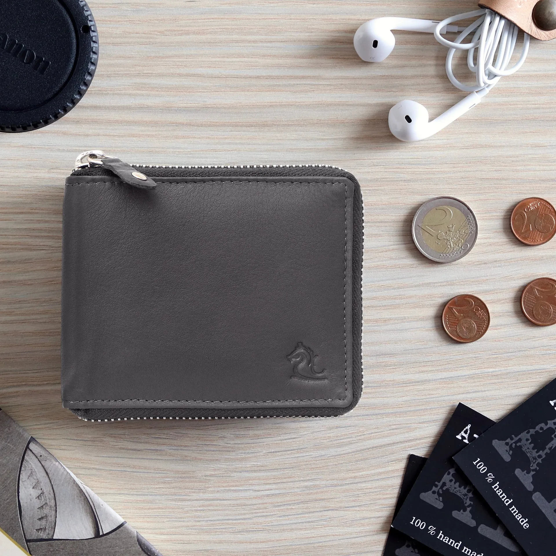 14089 Black Zip Around Wallet