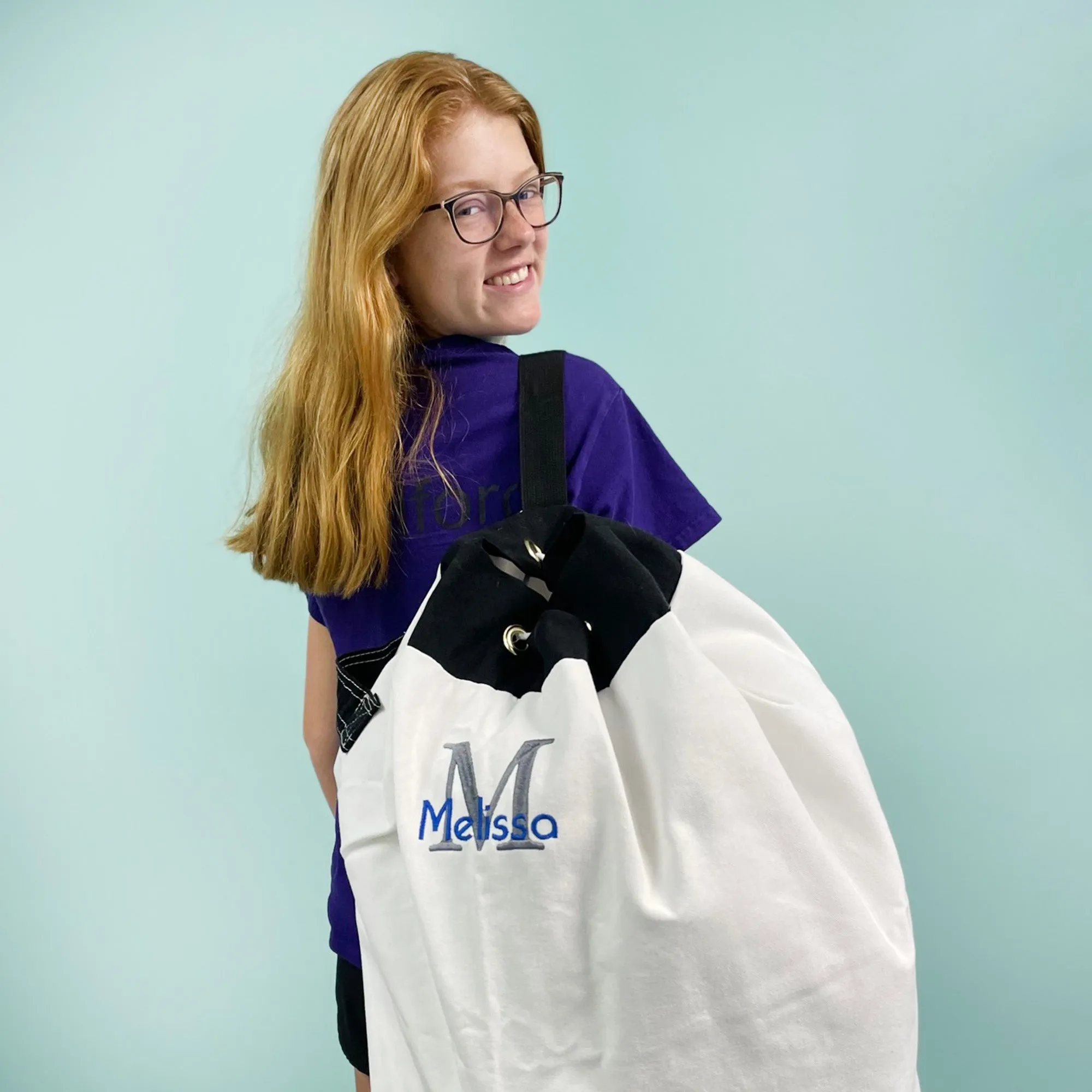 24 x 30 In Large Laundry Bag - white with black trim