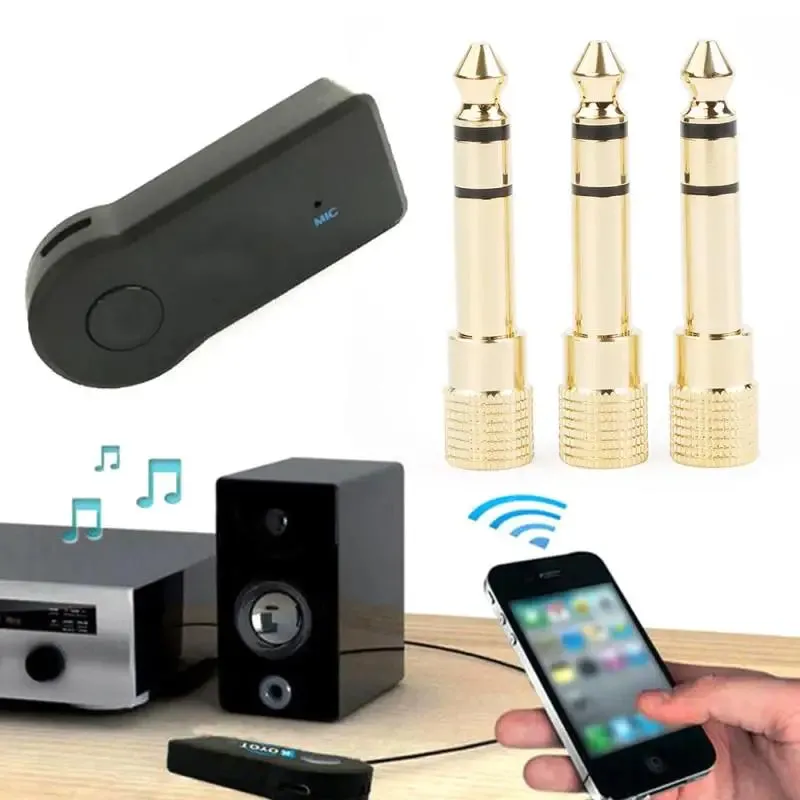 2Pcs Hridz 3.5mm Headphone Stereo to 6.35mm Jack Adapter for Earphone 1/4" Guitar