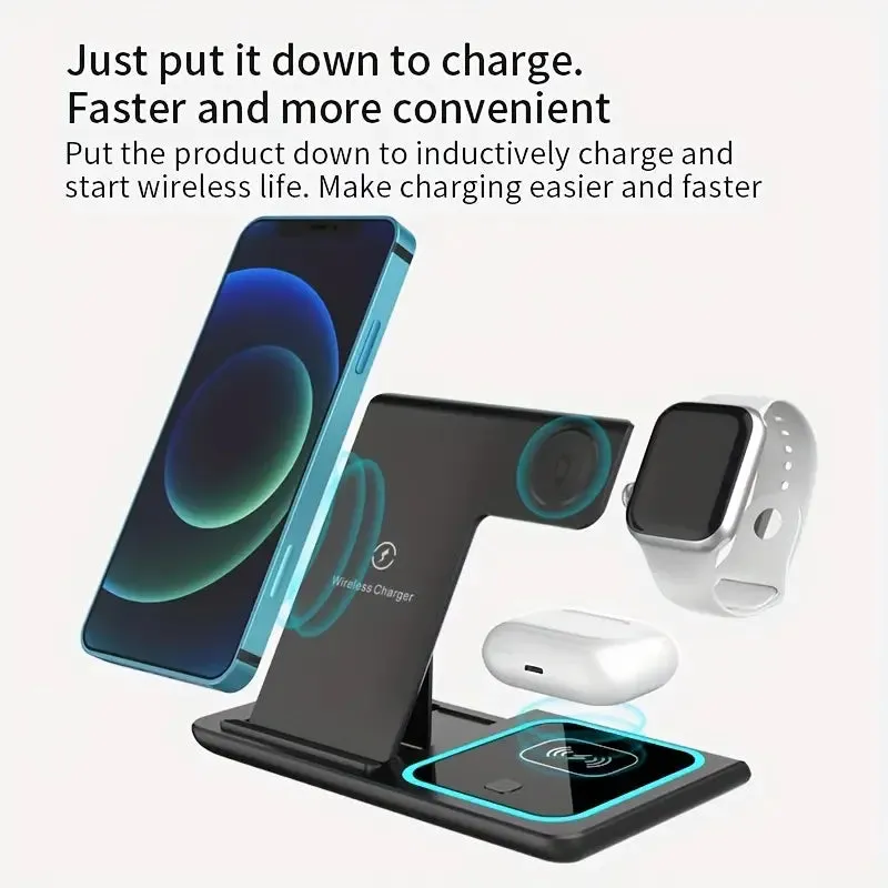 3-in-1 Folding Fast Wireless Charger Station
