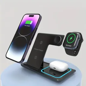3-in-1 Folding Fast Wireless Charger Station