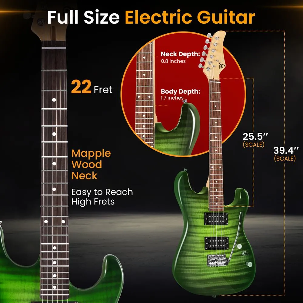 6-String Electric Guitar Kit- Includes Amplifier With Accessory Kit (Green)