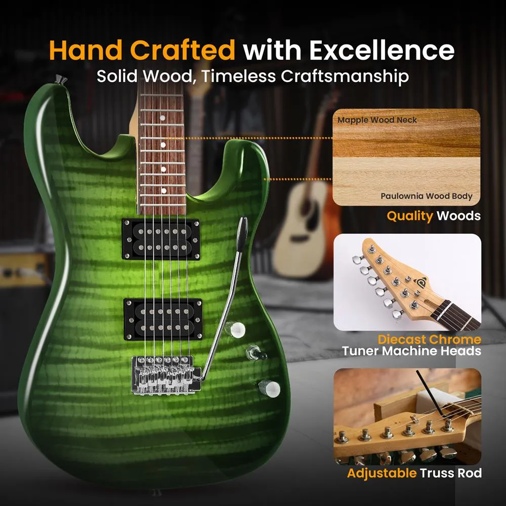 6-String Electric Guitar Kit- Includes Amplifier With Accessory Kit (Green)