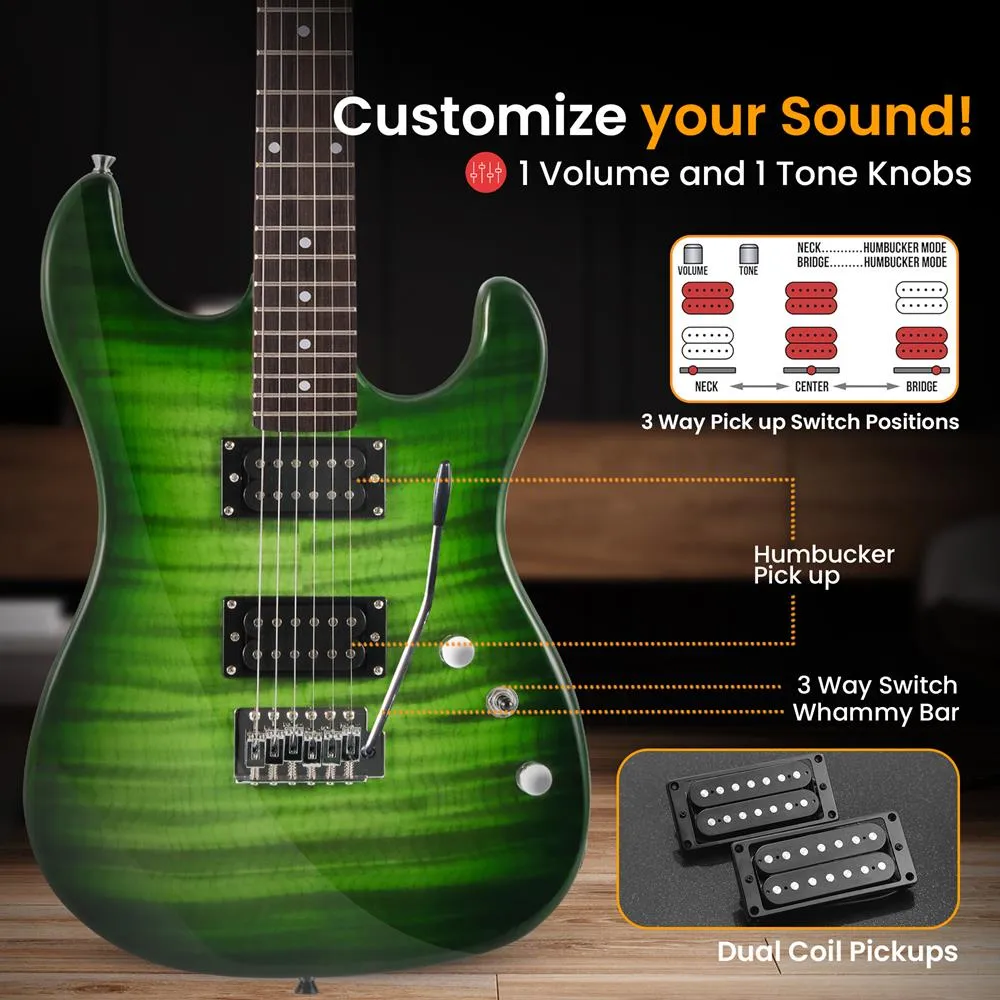 6-String Electric Guitar Kit- Includes Amplifier With Accessory Kit (Green)