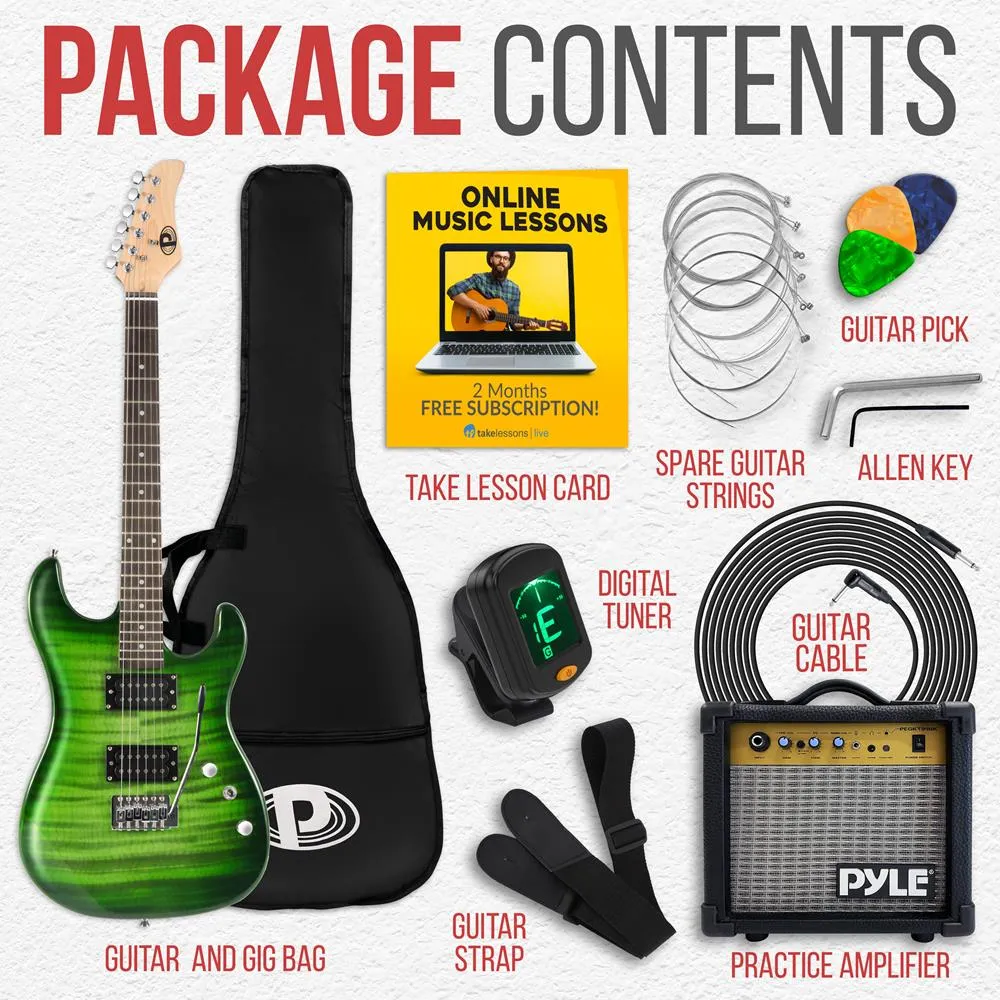 6-String Electric Guitar Kit- Includes Amplifier With Accessory Kit (Green)