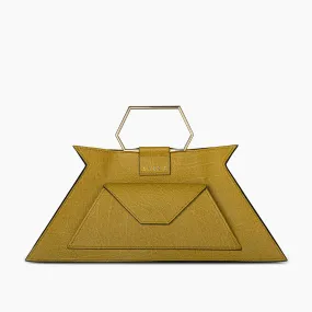 Anema Mustard Metallic Elegance Top Handle Bag