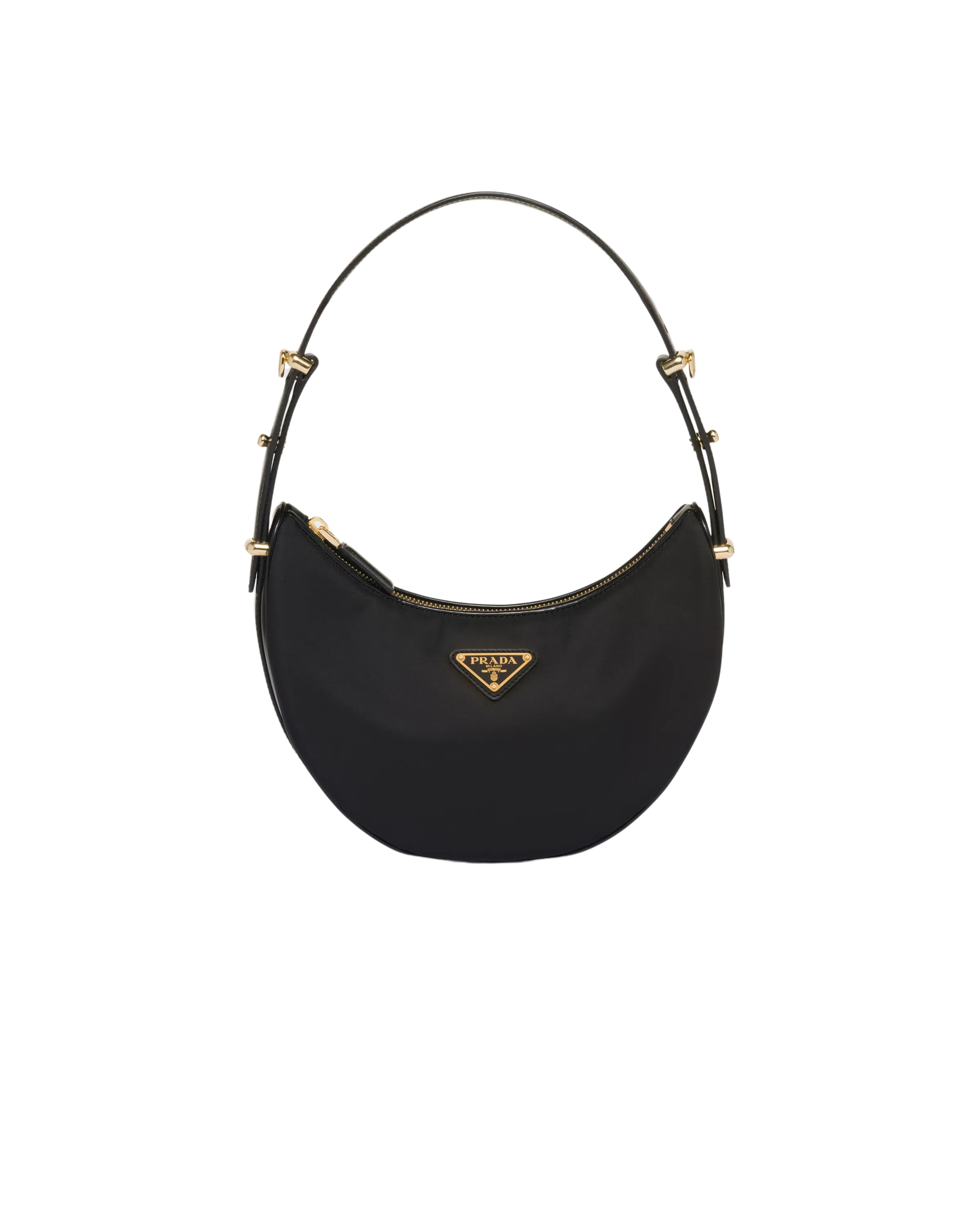 Arqué Black Re-Nylon and Brushed Leather Shoulder Bag