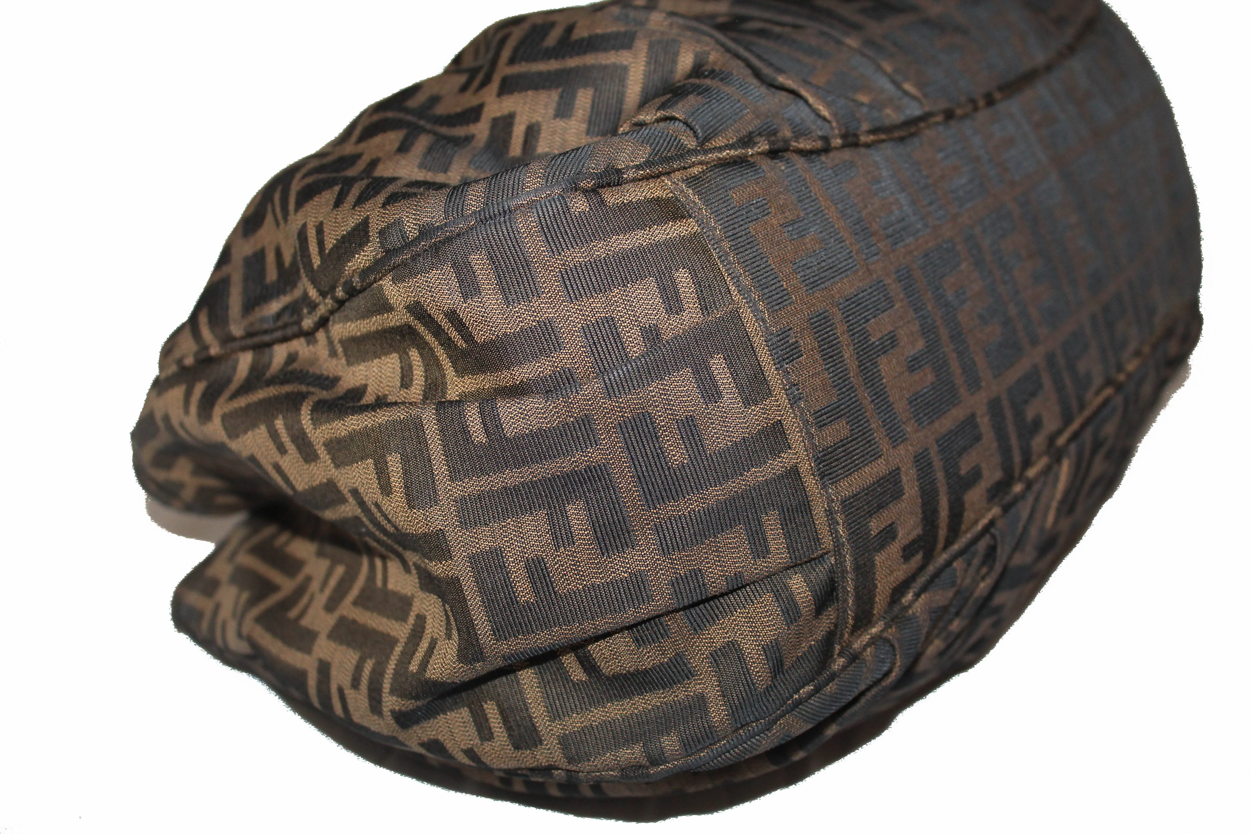 Authentic Fendi Tobacco Zucca Print Canvas Large Mia Tote Bag