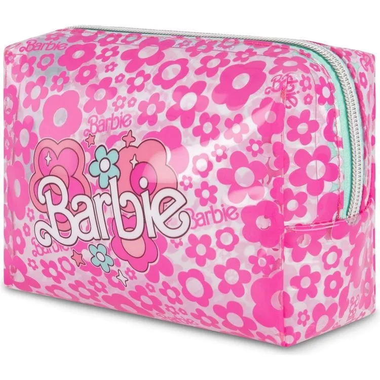 Barbie PVC Rectangular Cosmetic Bag - Floral Pattern