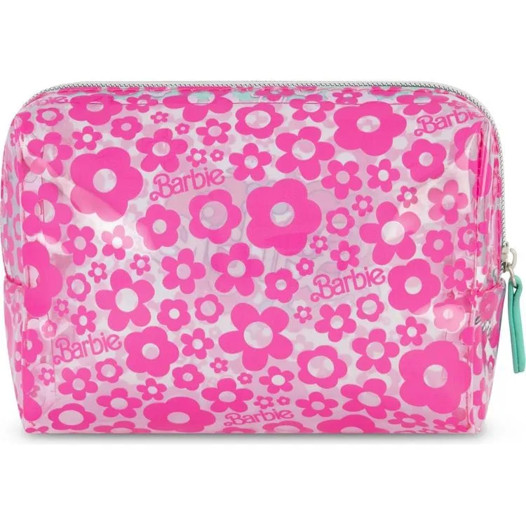 Barbie PVC Rectangular Cosmetic Bag - Floral Pattern