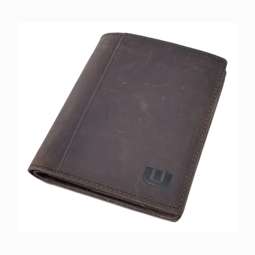 Bifold Leather Wallet Vertical Style  Dark Brown - N4E1