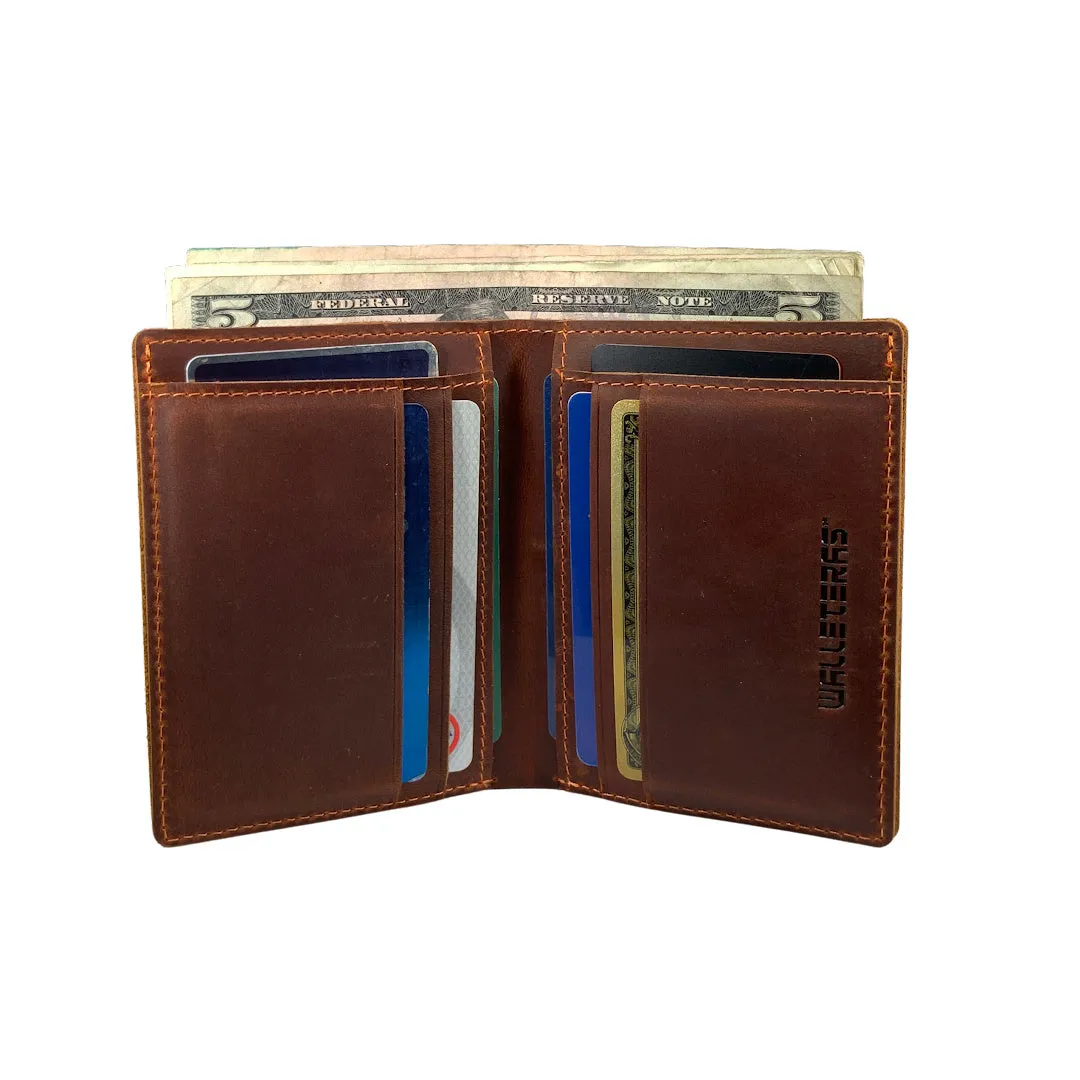 Bifold Leather Wallet Vertical Style  Dark Brown - N4E1