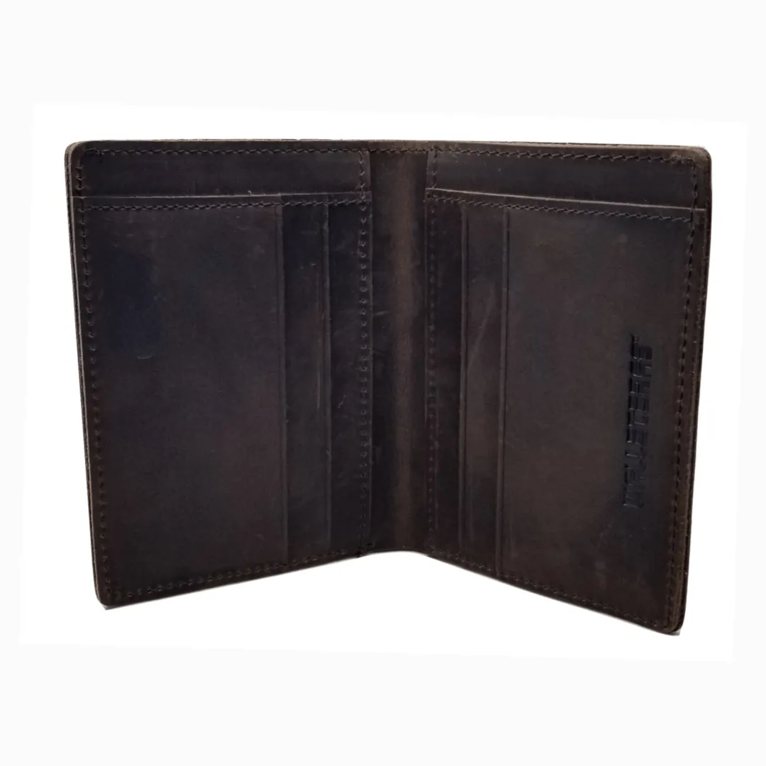 Bifold Leather Wallet Vertical Style  Dark Brown - N4E1