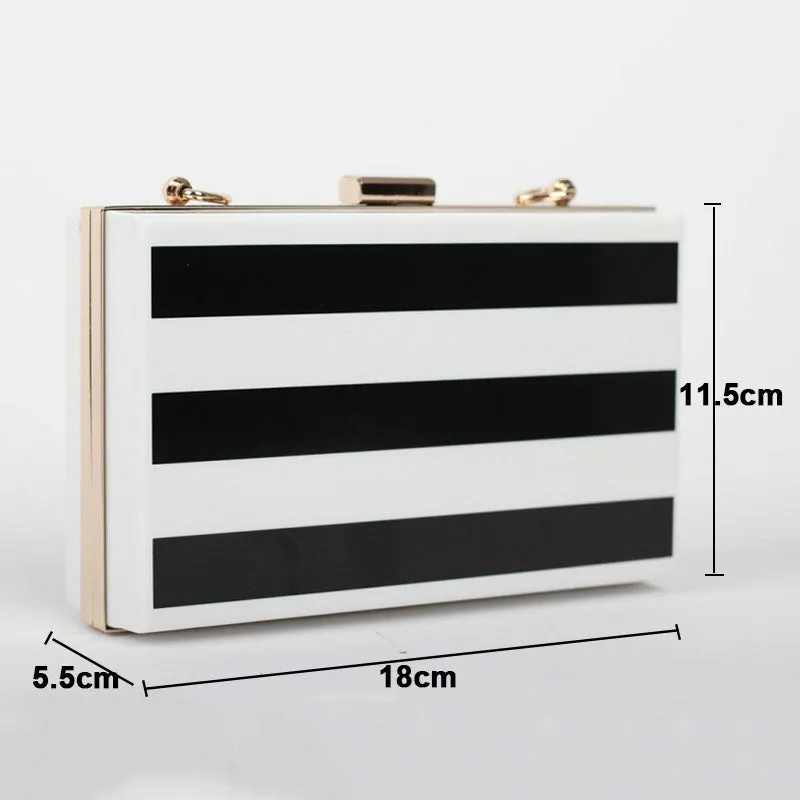 Black & White Stripe Clutch Bag