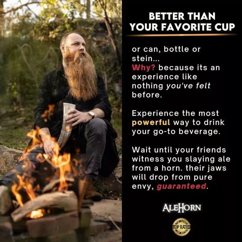 BOGO Curved Drinking Horn w/ Stand
