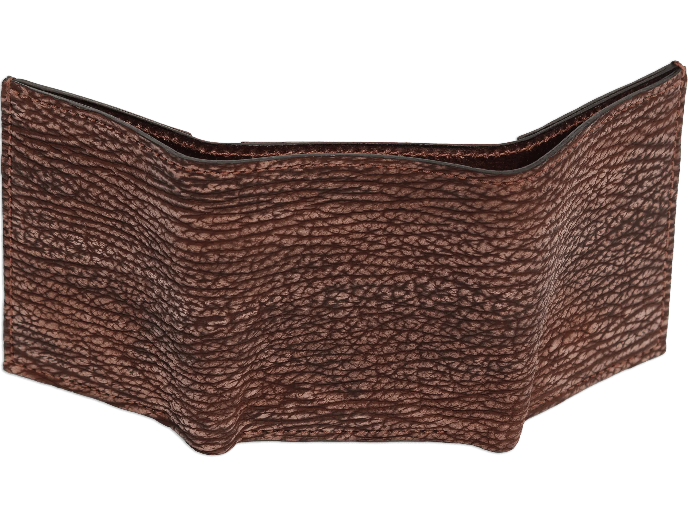 Brown Suede Shark Luxury Designer Exotic Trifold Wallet With ID Window