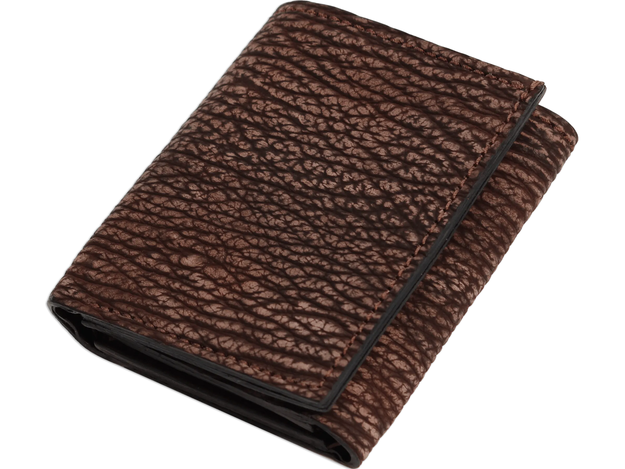 Brown Suede Shark Luxury Designer Exotic Trifold Wallet With ID Window