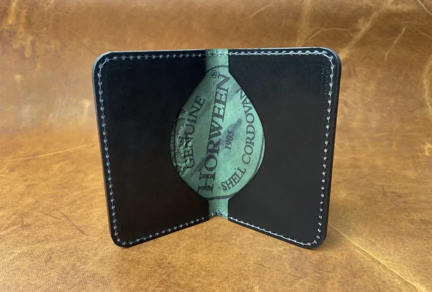Card Wallet -Premium Horween Black DOUBLE Shell Cordovan