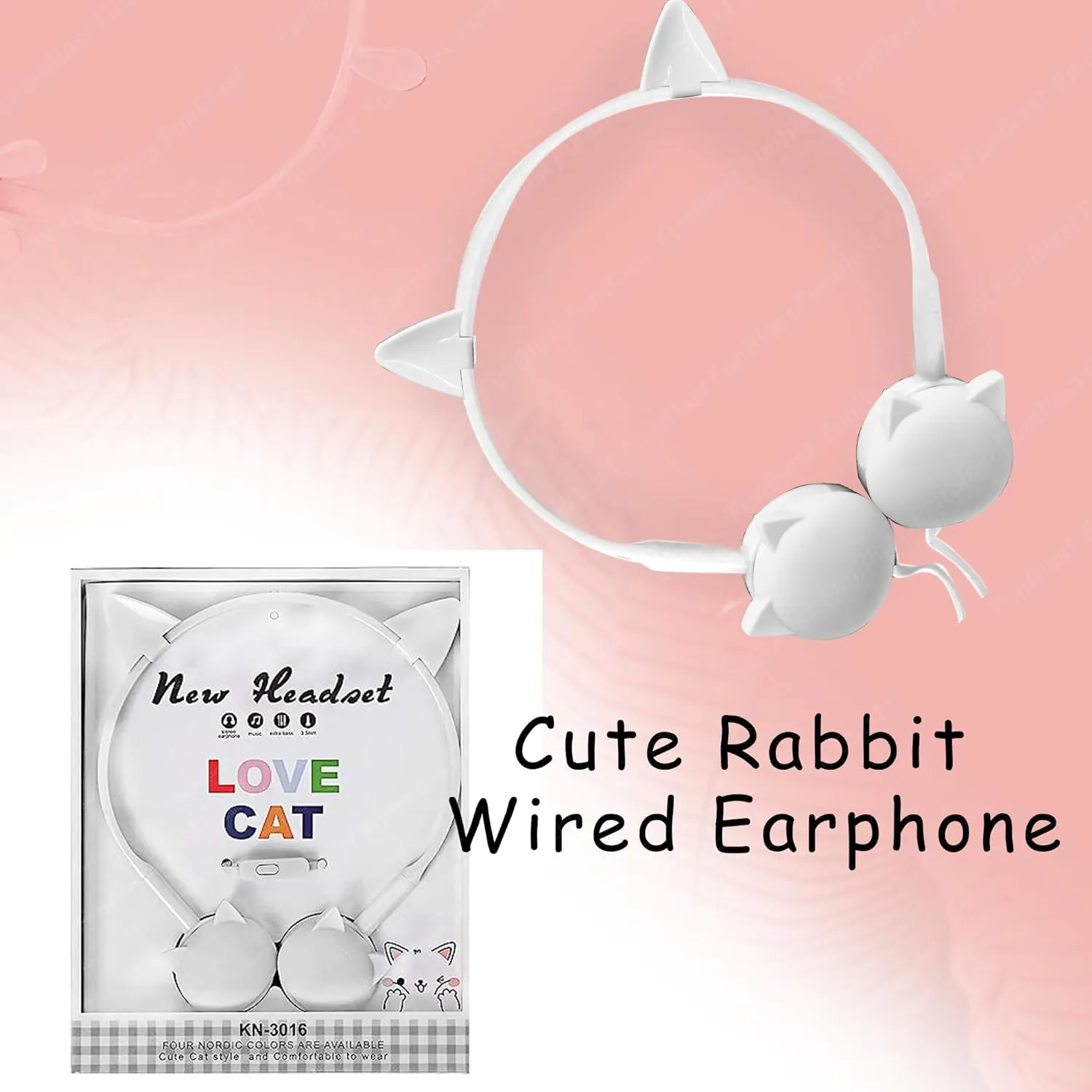 Cat/Rabbit Design Wired Small Headphones for Clear and Crisp Audio Experience with 3.5mm Jack