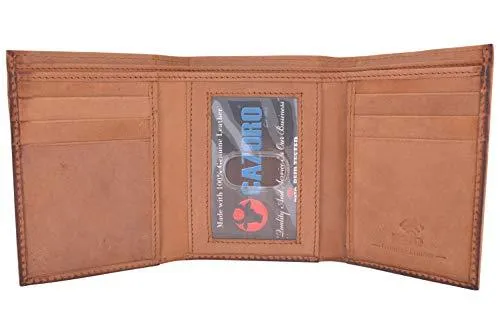 Cazoro Slim RFID Wallets for Men Genuine Leather Front Pocket Trifold Wallet RFID611281