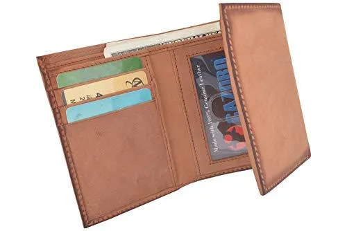 Cazoro Slim RFID Wallets for Men Genuine Leather Front Pocket Trifold Wallet RFID611281