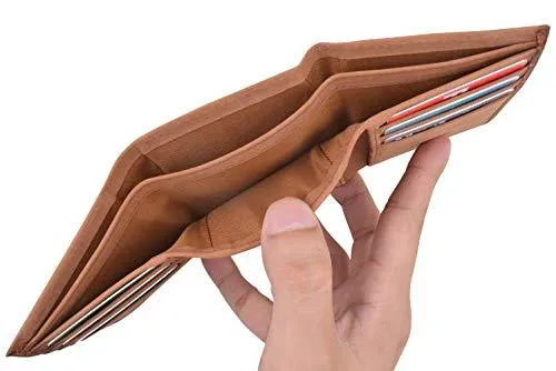 Cazoro Slim RFID Wallets for Men Genuine Leather Front Pocket Trifold Wallet RFID611281