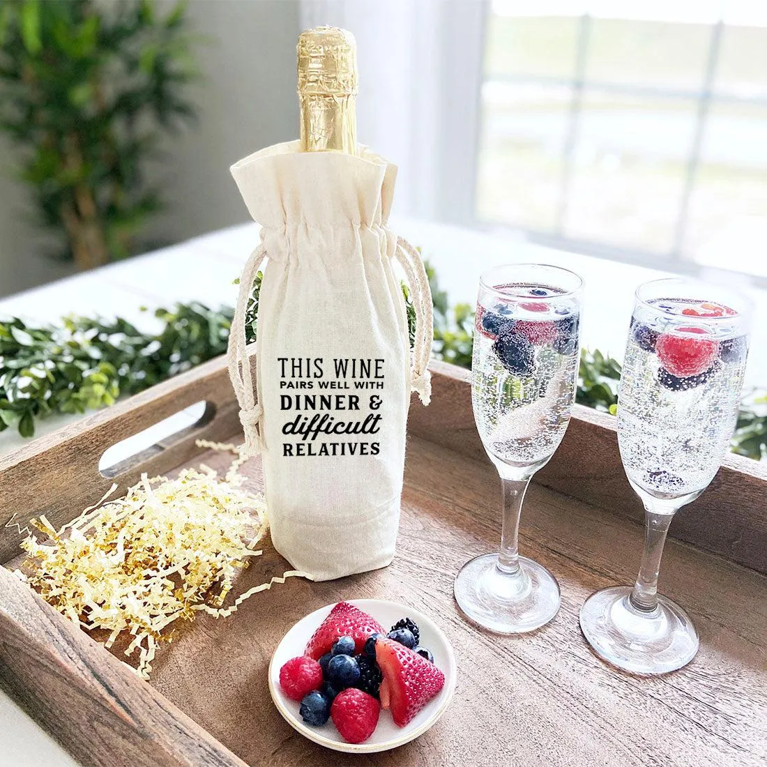 Christmas Canvas Wine Bag