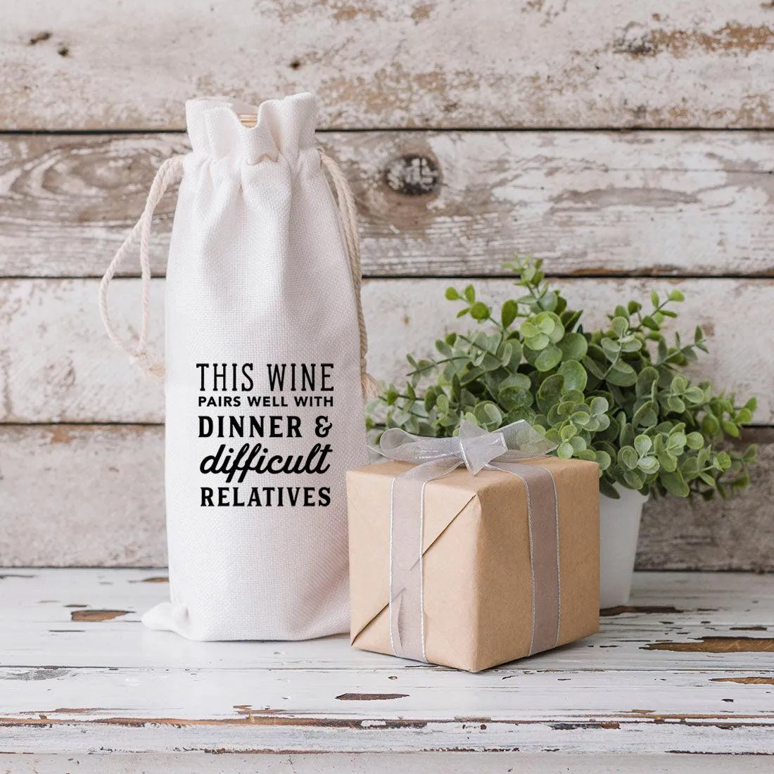 Christmas Canvas Wine Bag