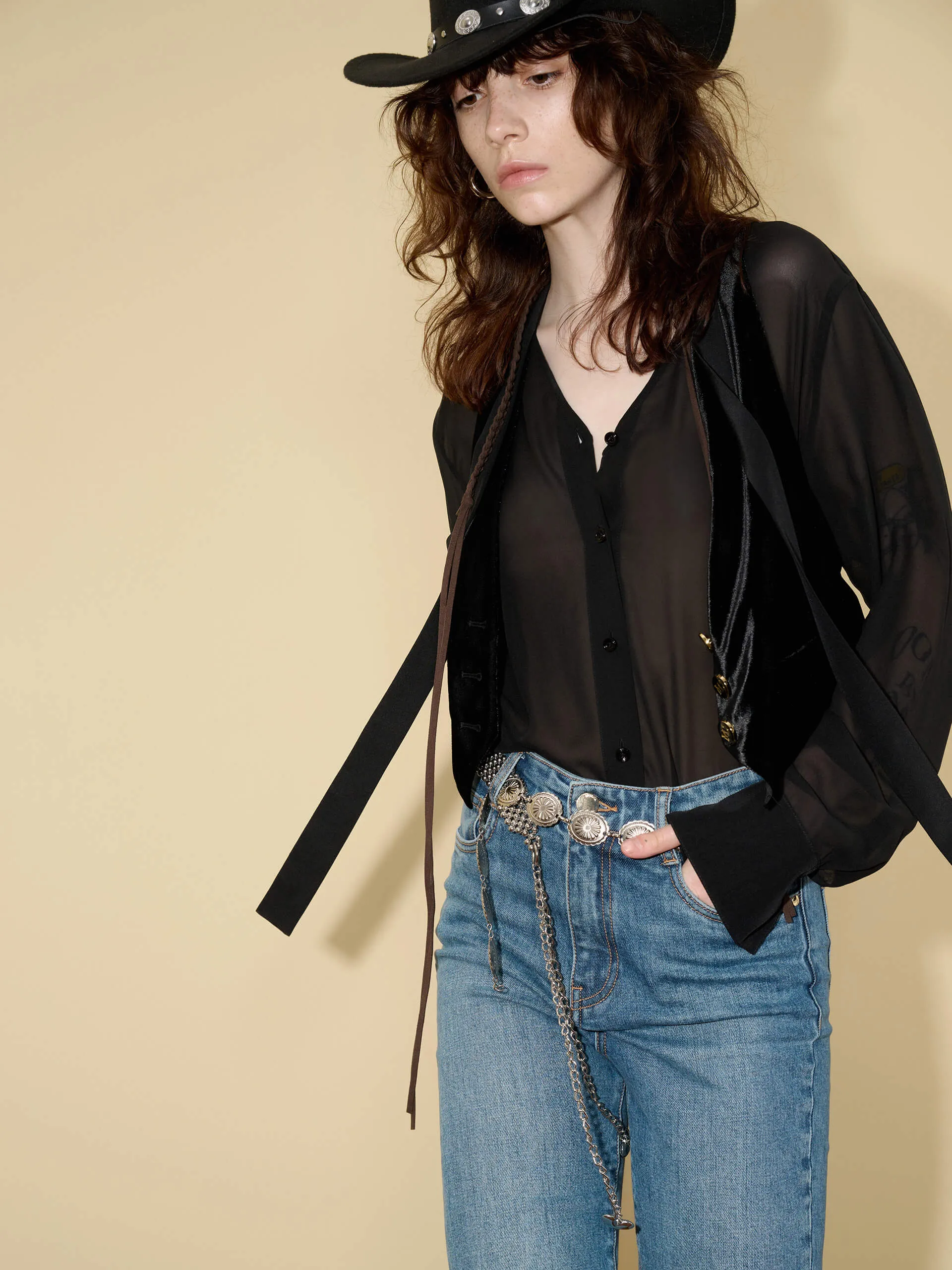 Cropped Velvet Waistcoat