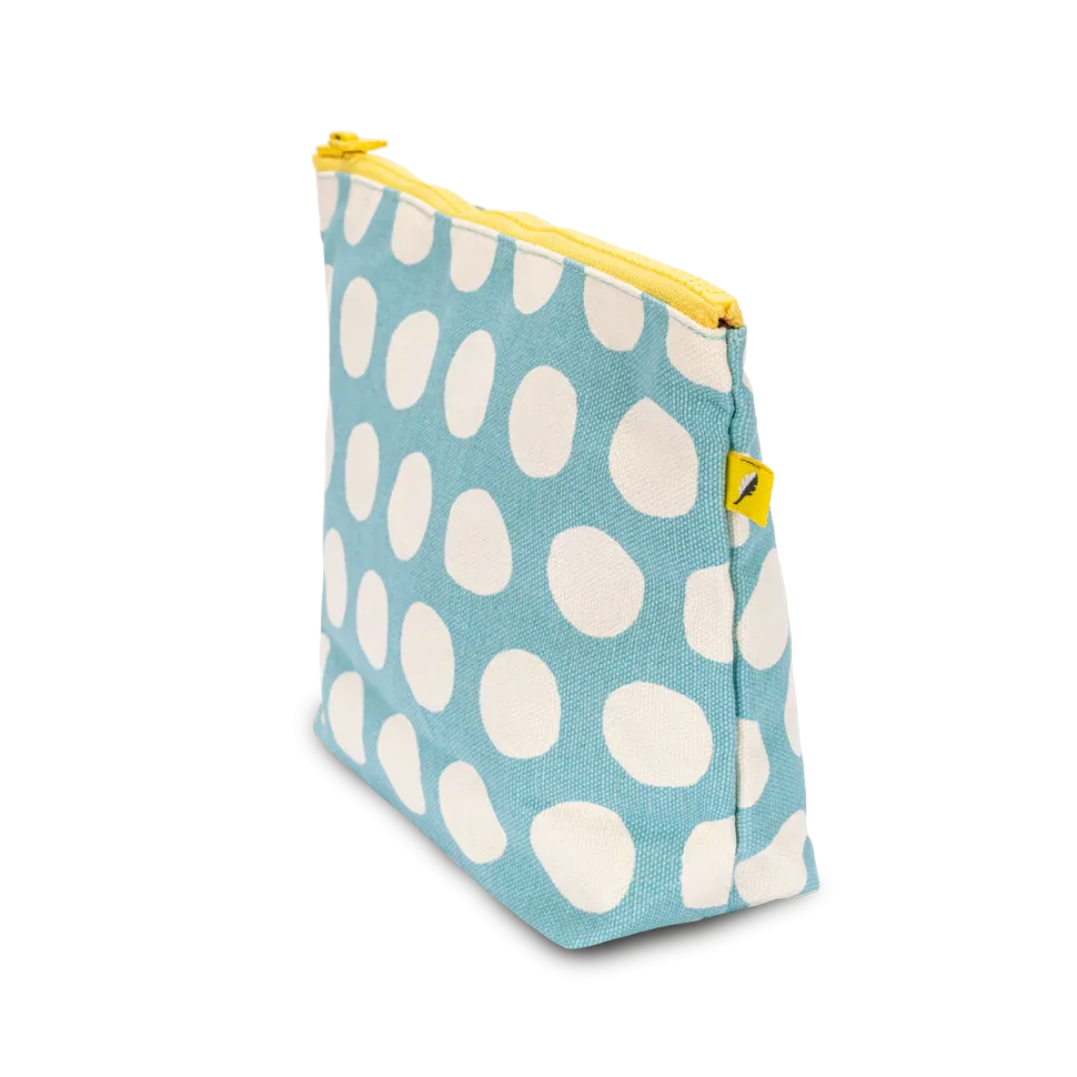 Dots Blue Mid Zip Pouch