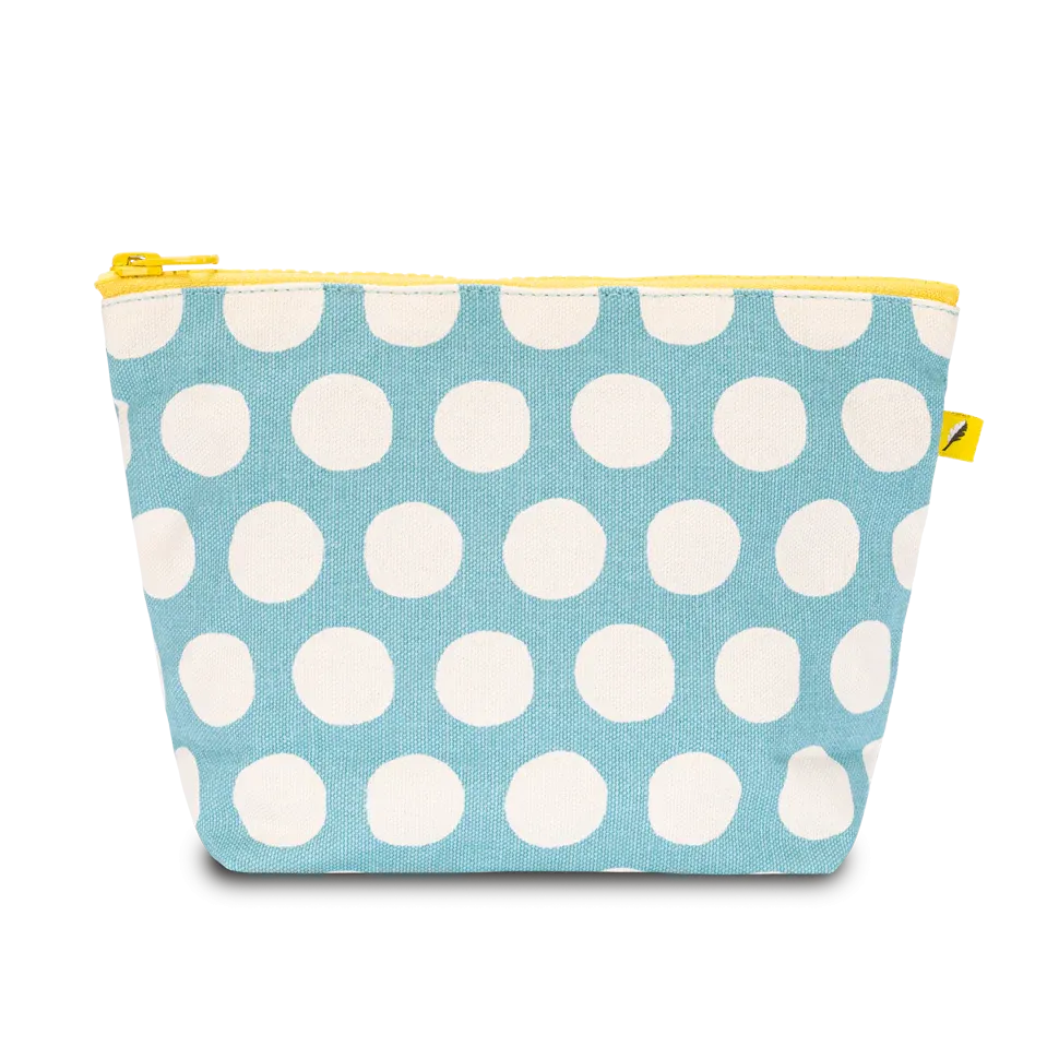 Dots Blue Mid Zip Pouch