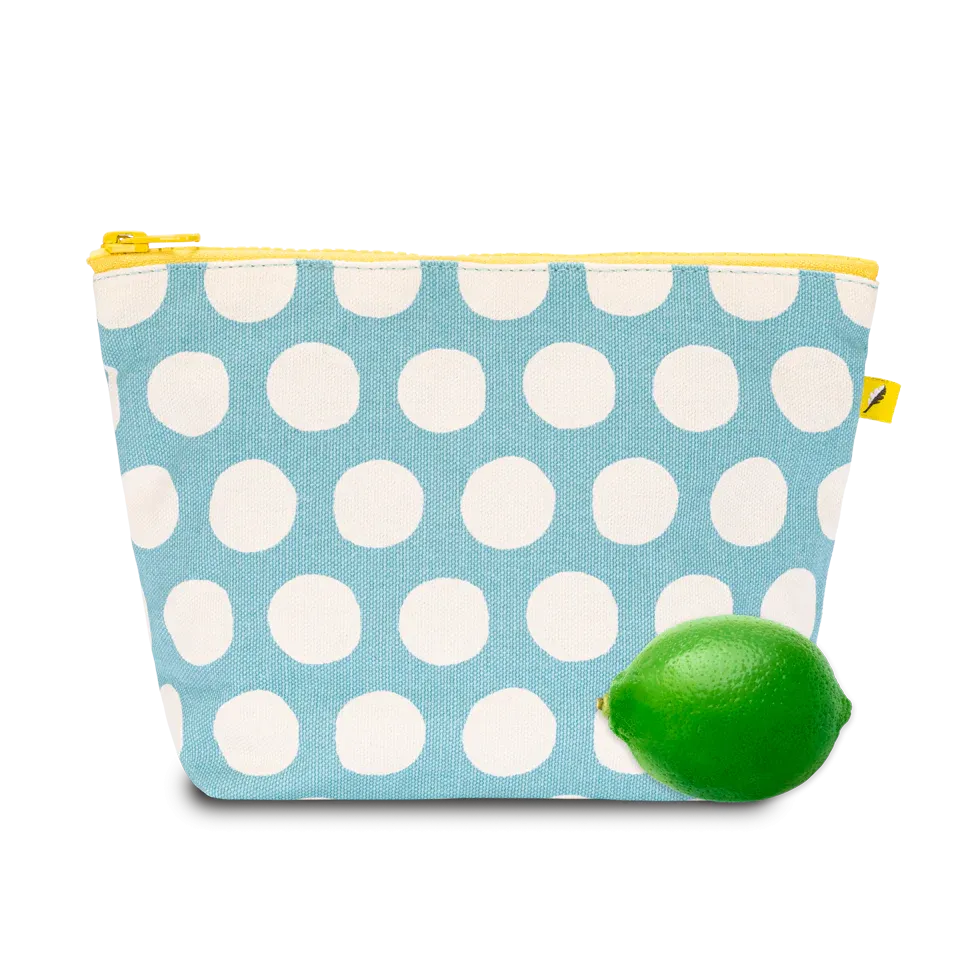 Dots Blue Mid Zip Pouch