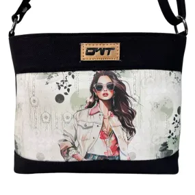 DURABLE BLACK DENIM SLING BAG - A3