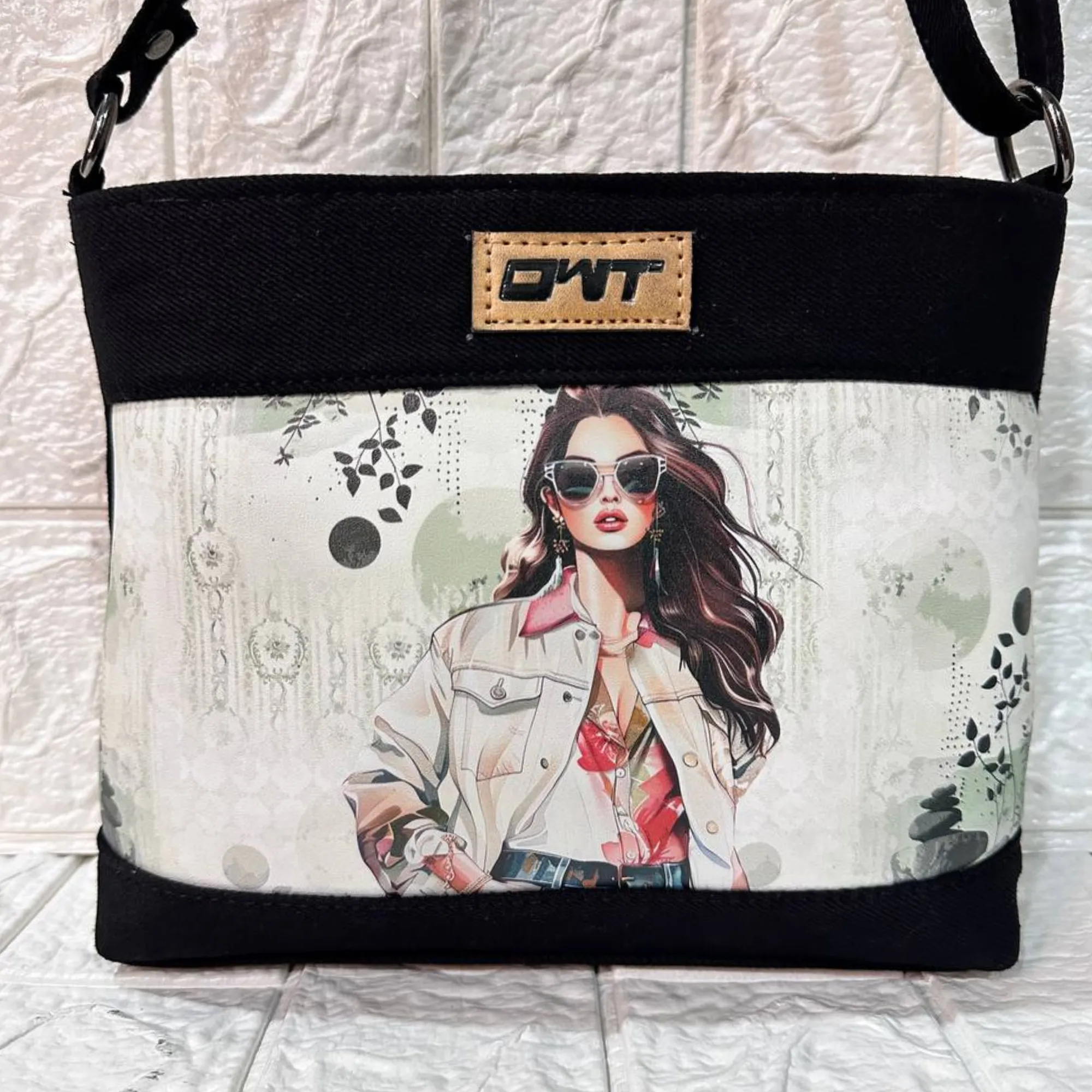 DURABLE BLACK DENIM SLING BAG - A3