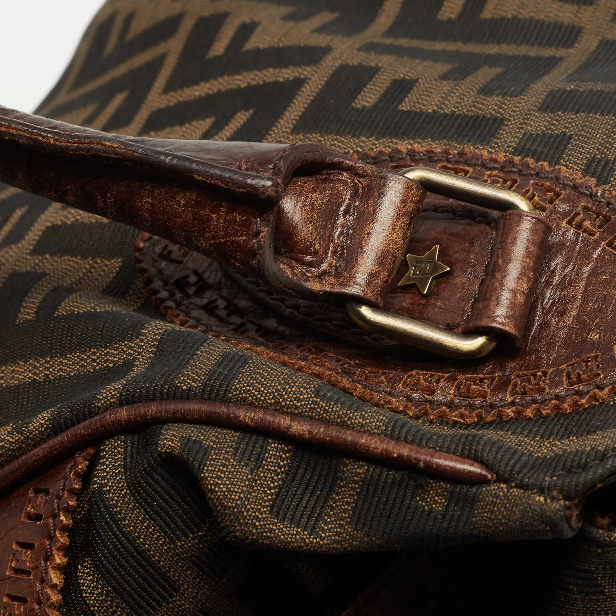 Fendi Zucca Canvas And Leather Chef De Jour Bag