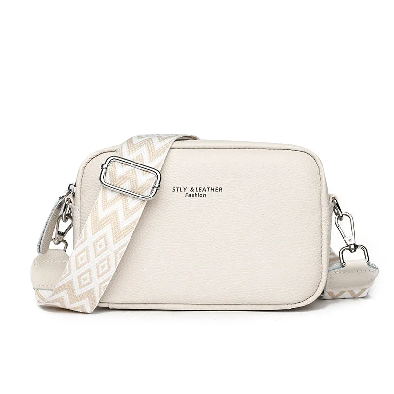 Genuine Leather Bag Spring Style Women's All-Match Shoulder Bag High-Grade First Layer Cowhide Small Square Bag Commuter Soft Bag Messenger Bag