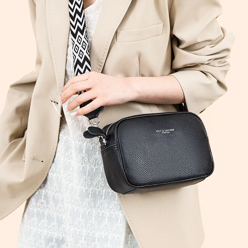 Genuine Leather Bag Spring Style Women's All-Match Shoulder Bag High-Grade First Layer Cowhide Small Square Bag Commuter Soft Bag Messenger Bag