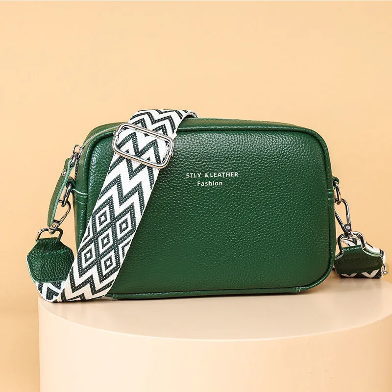 Genuine Leather Bag Spring Style Women's All-Match Shoulder Bag High-Grade First Layer Cowhide Small Square Bag Commuter Soft Bag Messenger Bag