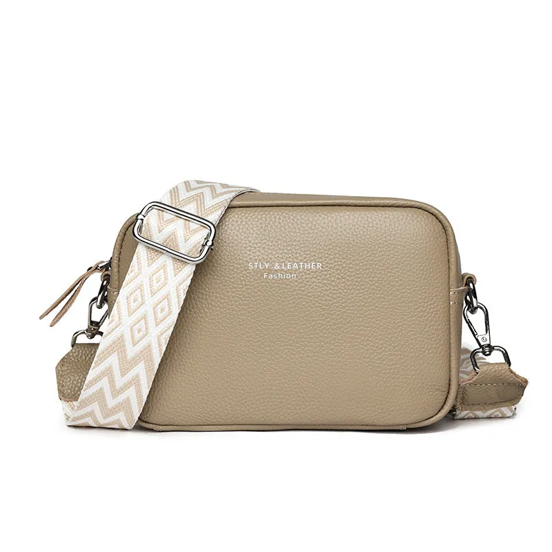 Genuine Leather Bag Spring Style Women's All-Match Shoulder Bag High-Grade First Layer Cowhide Small Square Bag Commuter Soft Bag Messenger Bag