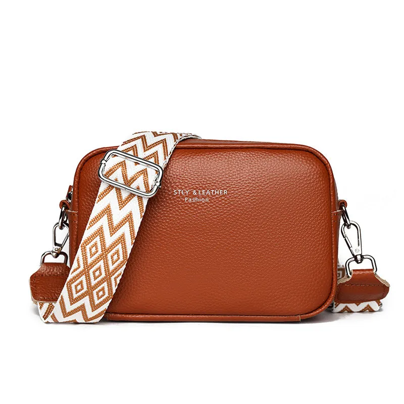 Genuine Leather Bag Spring Style Women's All-Match Shoulder Bag High-Grade First Layer Cowhide Small Square Bag Commuter Soft Bag Messenger Bag