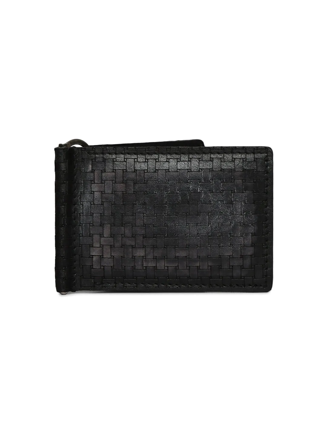 Geometric Elegance: Laser-Printed Black Leather Wallet By Art N Vintage