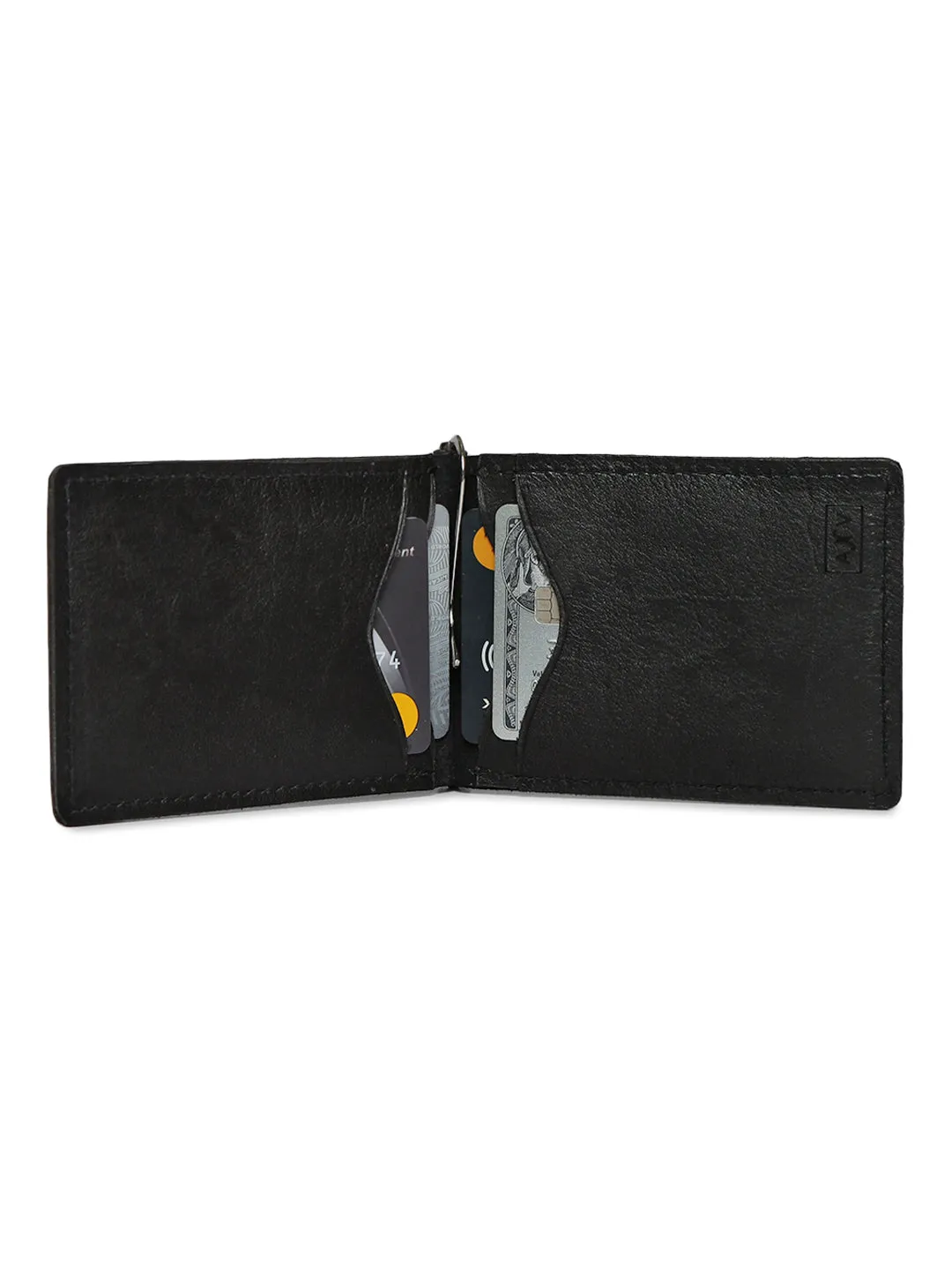 Geometric Elegance: Laser-Printed Black Leather Wallet By Art N Vintage