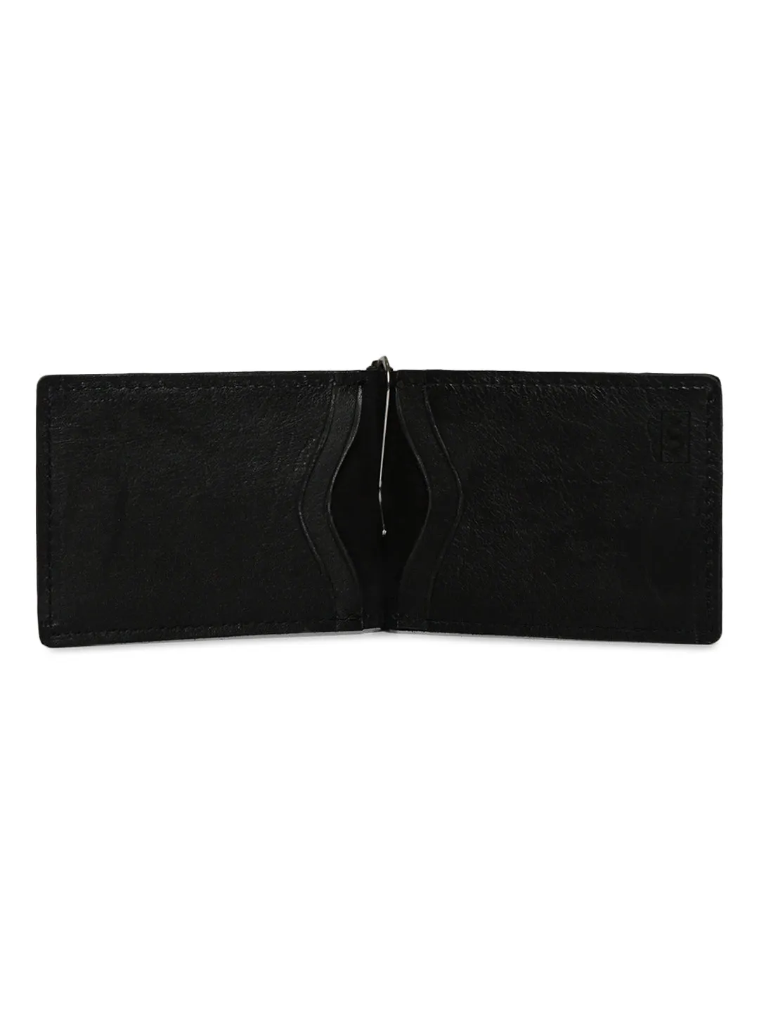 Geometric Elegance: Laser-Printed Black Leather Wallet By Art N Vintage