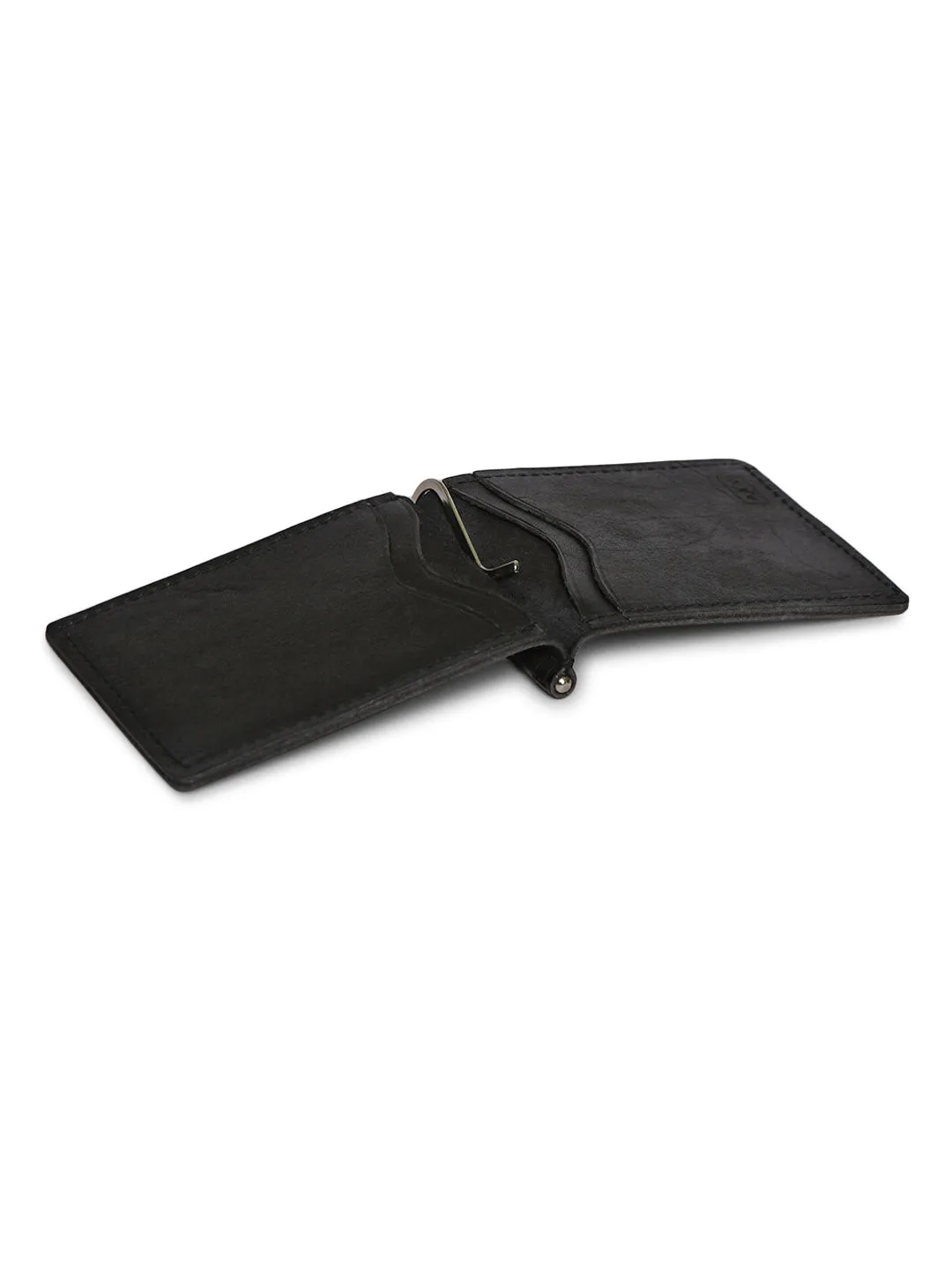 Geometric Elegance: Laser-Printed Black Leather Wallet By Art N Vintage