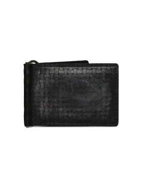 Geometric Elegance: Laser-Printed Black Leather Wallet By Art N Vintage