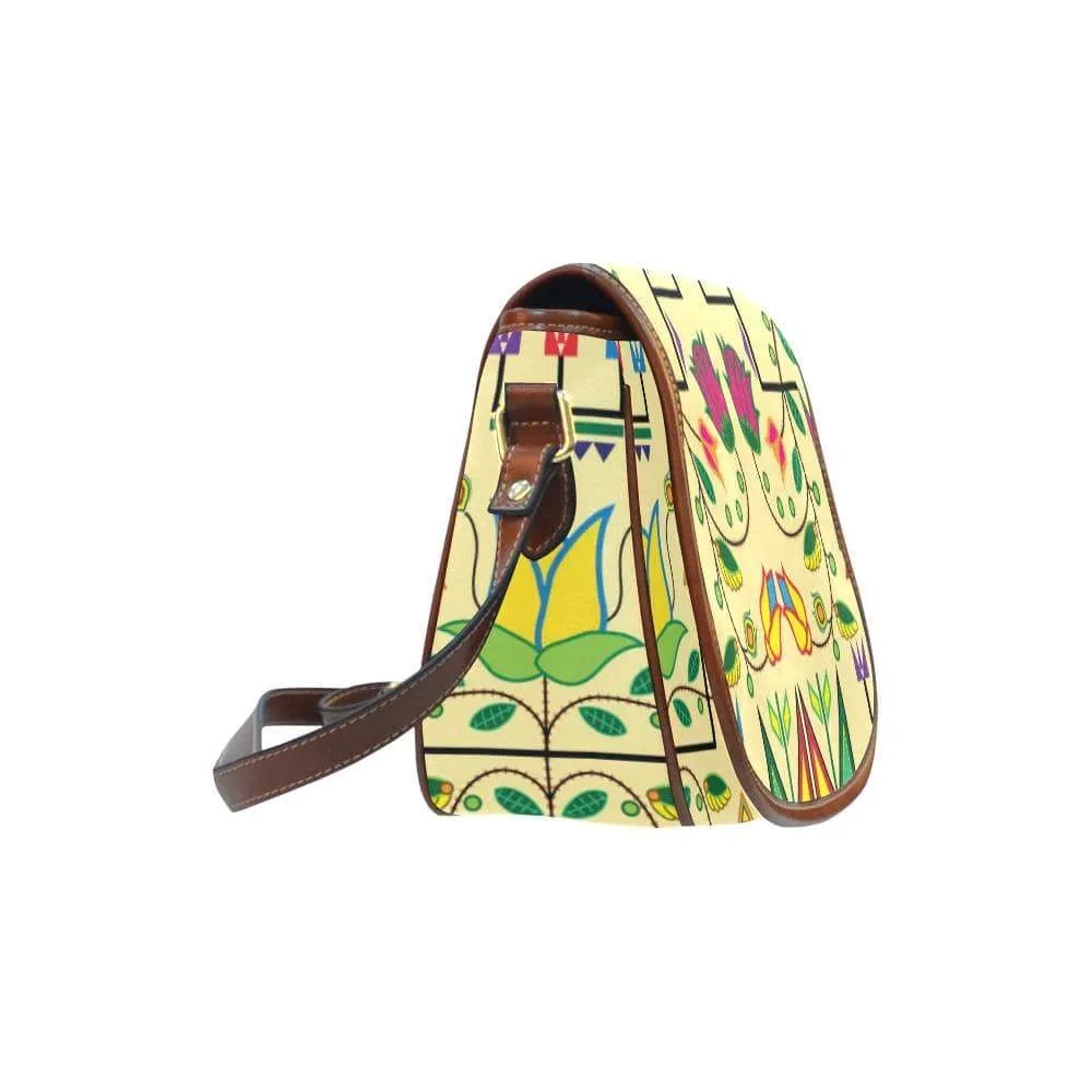 Geometric Floral Summer - Vanilla Saddle Bag/Small