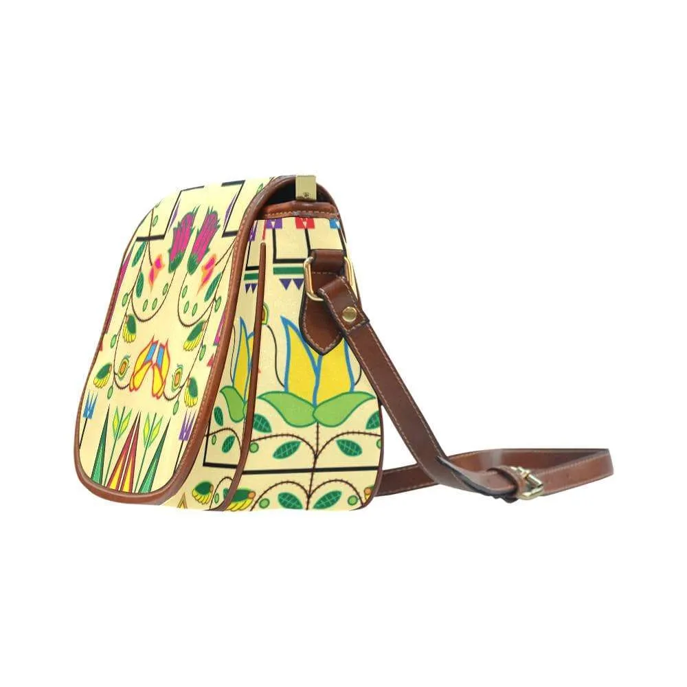 Geometric Floral Summer - Vanilla Saddle Bag/Small