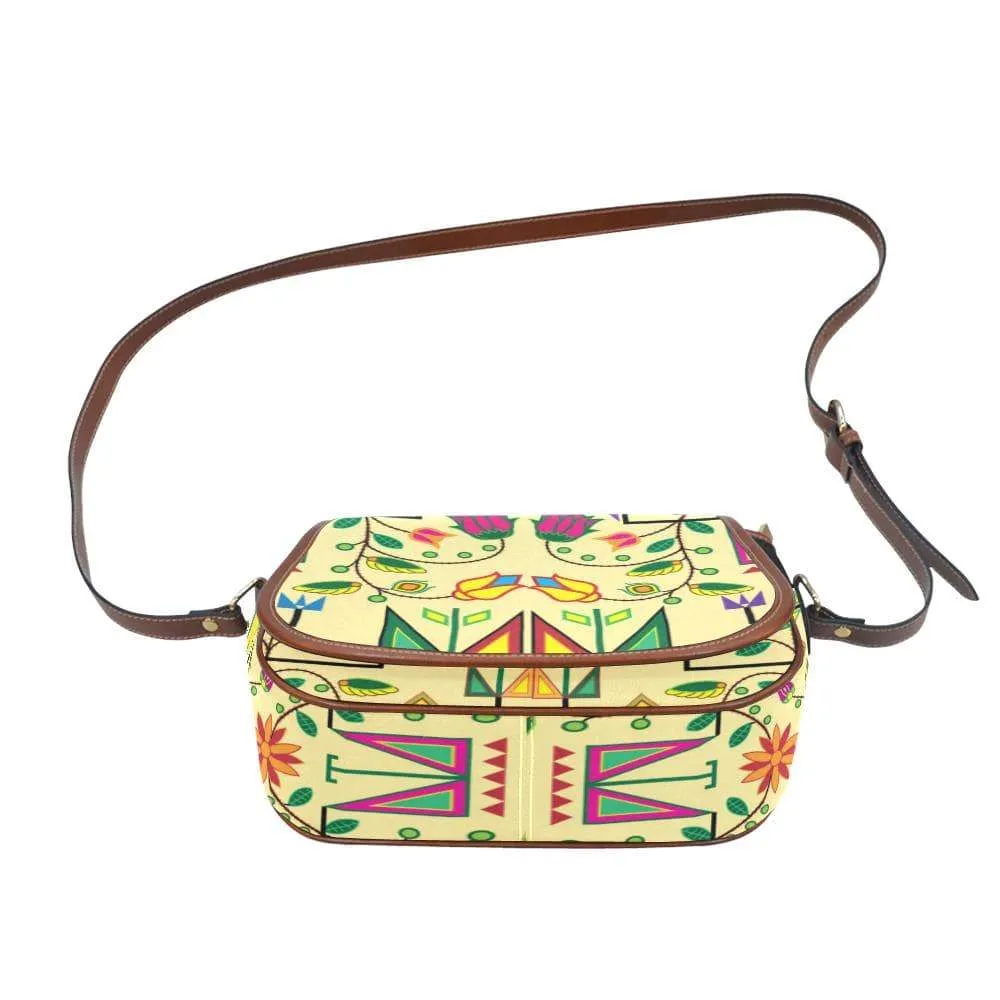 Geometric Floral Summer - Vanilla Saddle Bag/Small